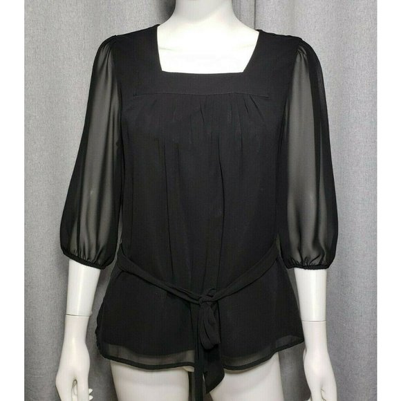 East 5th Tops - (3/$27) East 5th Sheer ¾ Sleeves Tied Lined Blouse